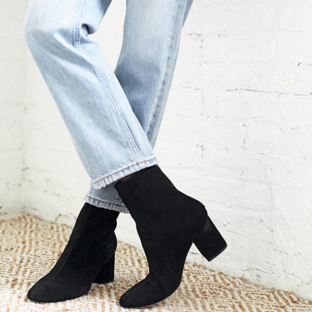 NWT Free People Cecile Black Suede Ankle Boots 5.5